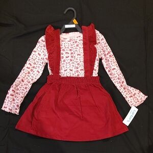 Red and Pink Floral Long Sleeve Dress